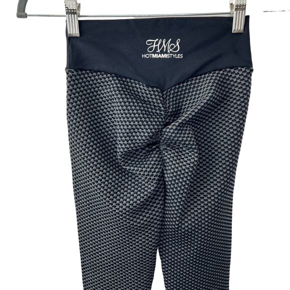 HOT MIAMI STYLES Gray Black High Waist Scrunch Butt Activewear Leggings Size L - Picture 4 of 8